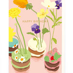 Flower Cakes 'Happy Birthday' Card