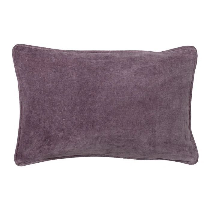 Velvet Cushion Cover 33 x 50 cm - Dark Mauve, With Feather Mix Cushion Pad
