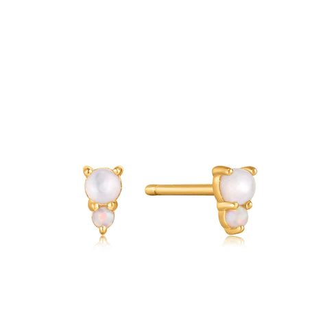 Gold Mother of Pearl & Kyoto Opal Stud Earrings