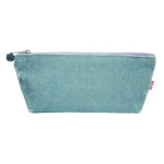 Silk Velvet Cosmetic Purse With Contrast Zip and Beaded Zip-Pull - Light Grey