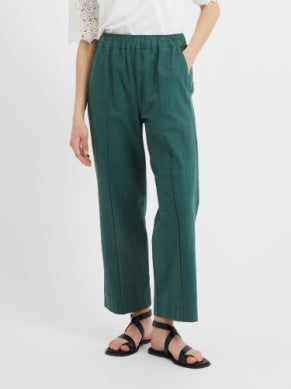 Crinkle Cotton Trousers - Tropical Green