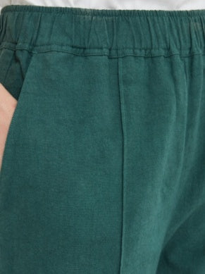 Crinkle Cotton Trousers - Tropical Green
