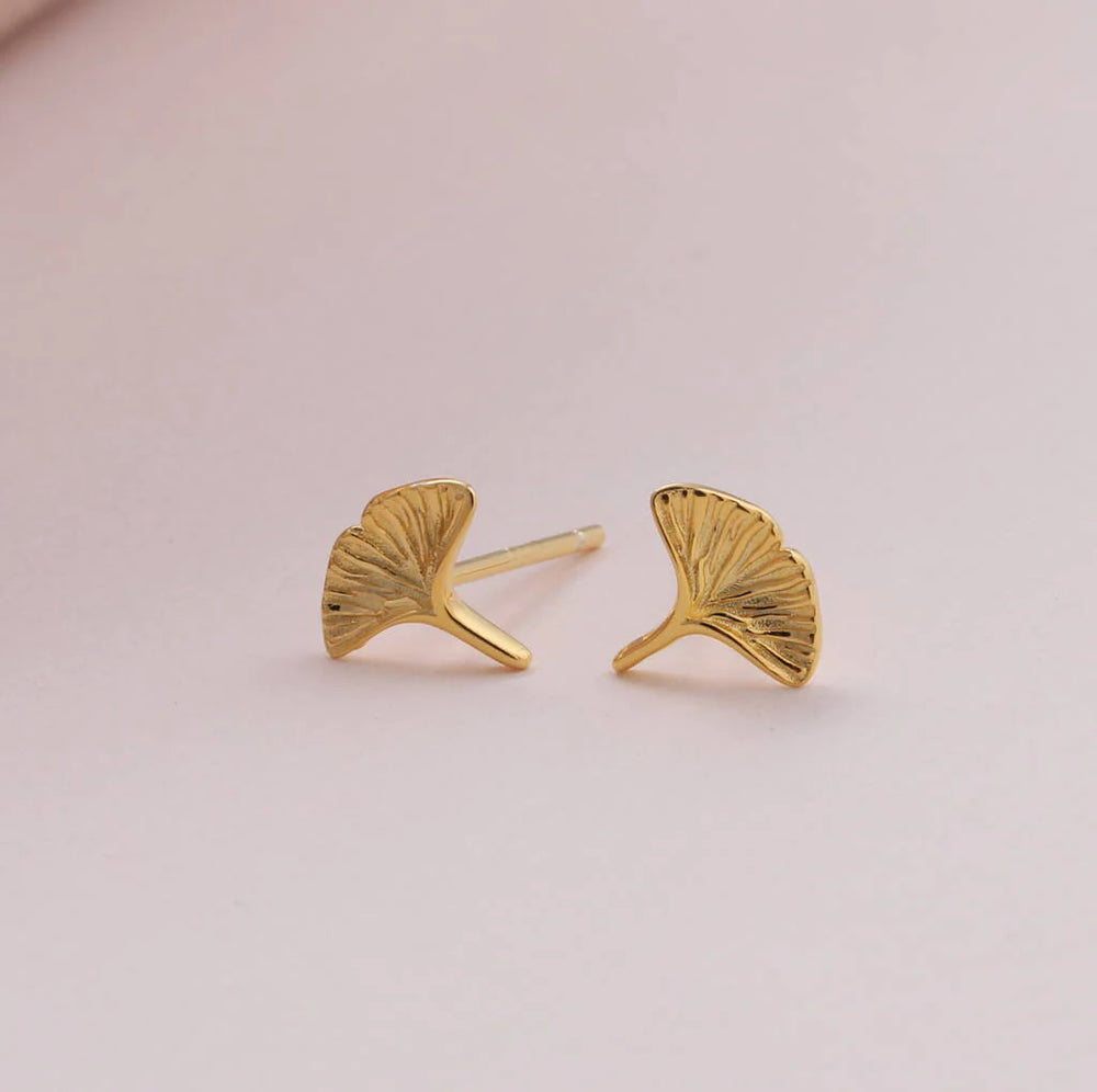 'Best Wishes' Gingko Leaf Earrings - Gold