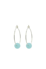 Pacific Blue Sea Glass Silver Hoop Earrings