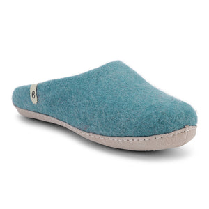 Hand-made Sea Blue Felted Wool Slippers