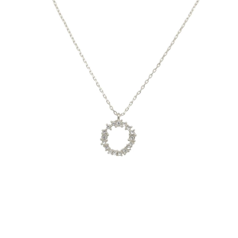 Crystal Cluster Circle Necklace - Silver