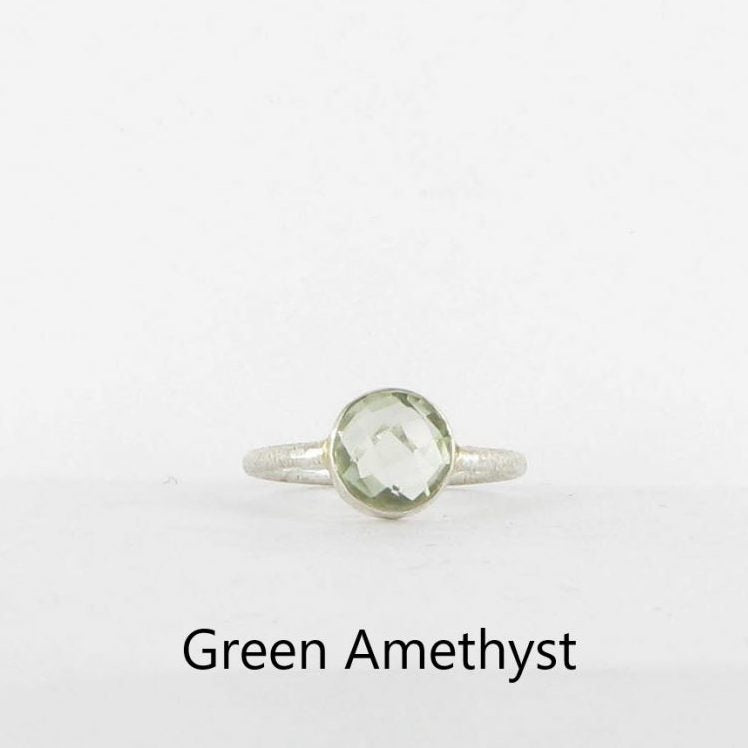 Green Amethyst Ring Sterling Silver