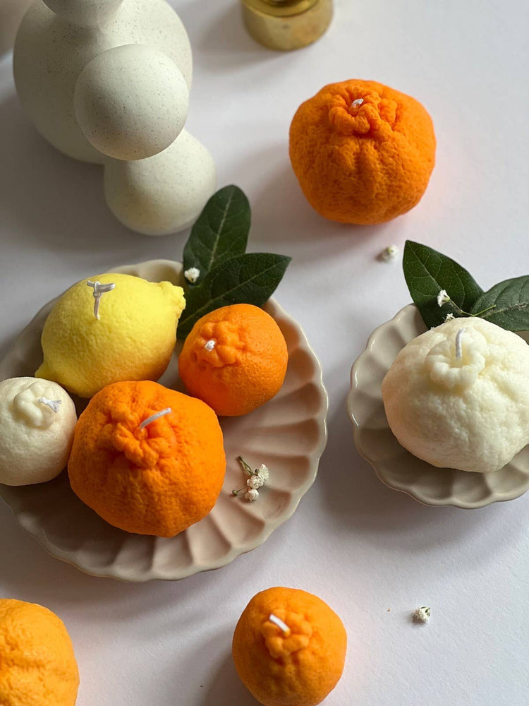 Tangerine Shaped Candle: Orange / Unscented / Small