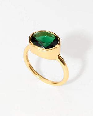 Oval Chunky Ring, Emerald - Medium