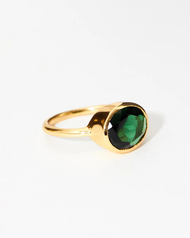 Oval Chunky Ring, Emerald - Medium