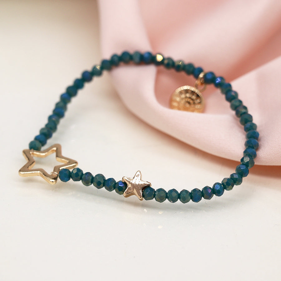 Dusky Blue Bead Star Bracelet