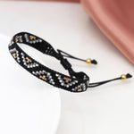 Adjustable Woven Black Mix Zig-Zag Beaded Bracelet