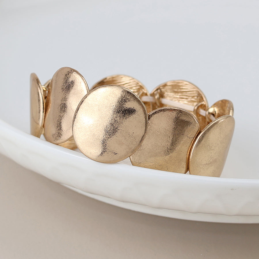 Gold Beaten Disc Bracelet