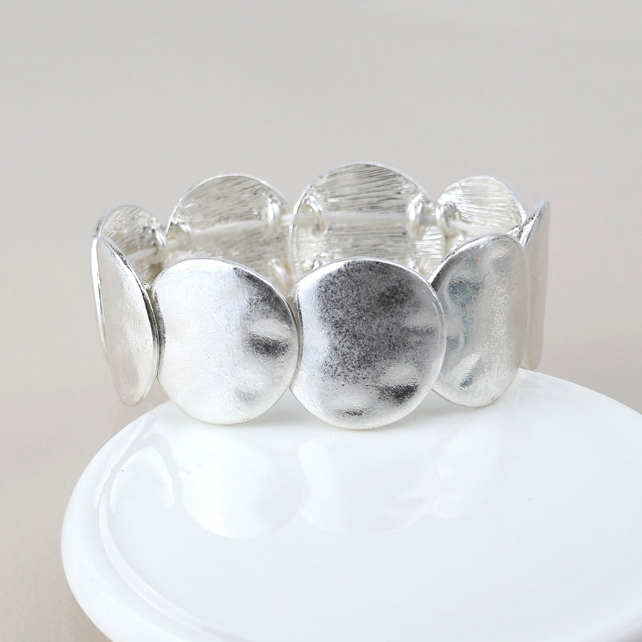 Silver Beaten Disc Bracelet