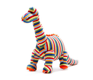 Knitted Stripe Diplodocus Dinosaur Plush Toy