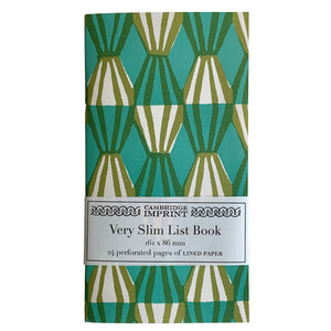 Very Slim List Book Threadwork Sap - Green and Turquoise