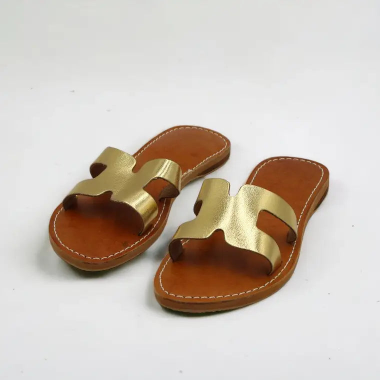 Leather Sandals - Gold