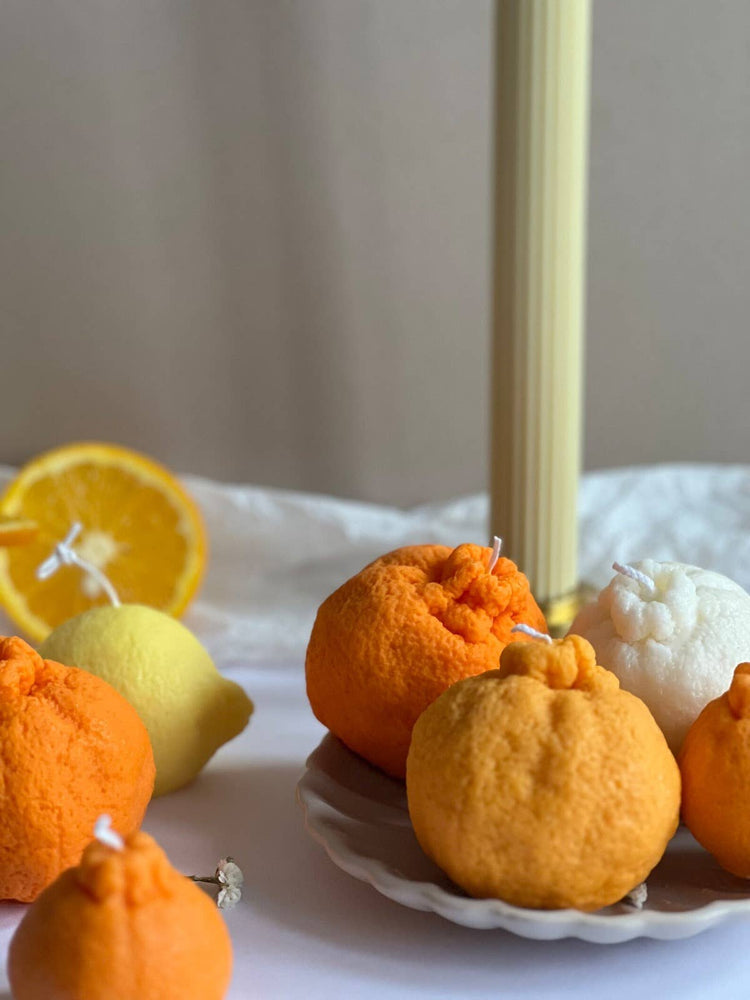 Tangerine Shaped Candle: Orange / Unscented / Small