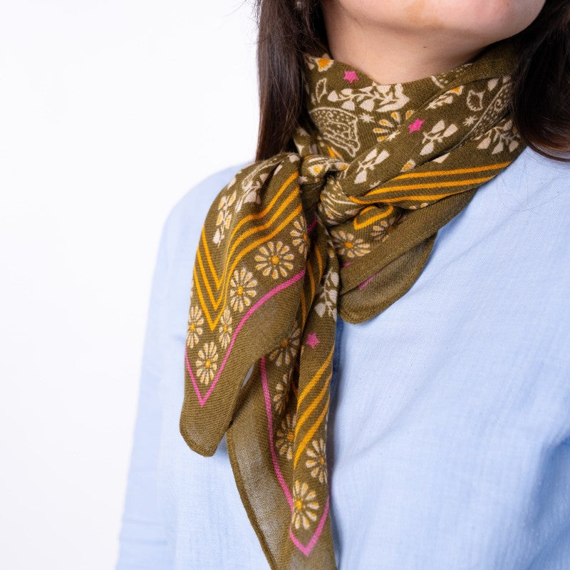 Women's 100% Wool Scarf Constance - Khaki
