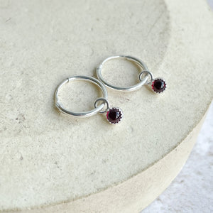 Sterling Silver Gemstone Hoop Earrings