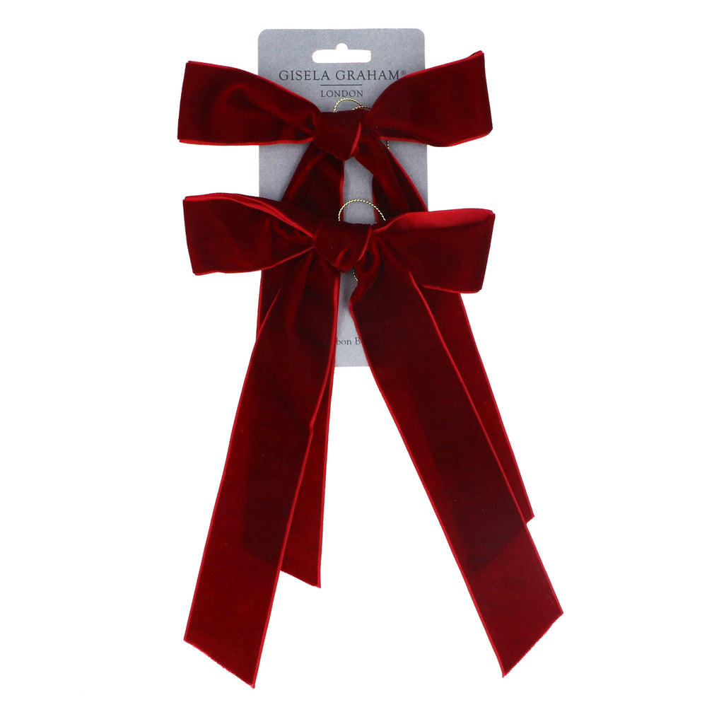 Plum Velvet Bow Decoration - Pack of 2