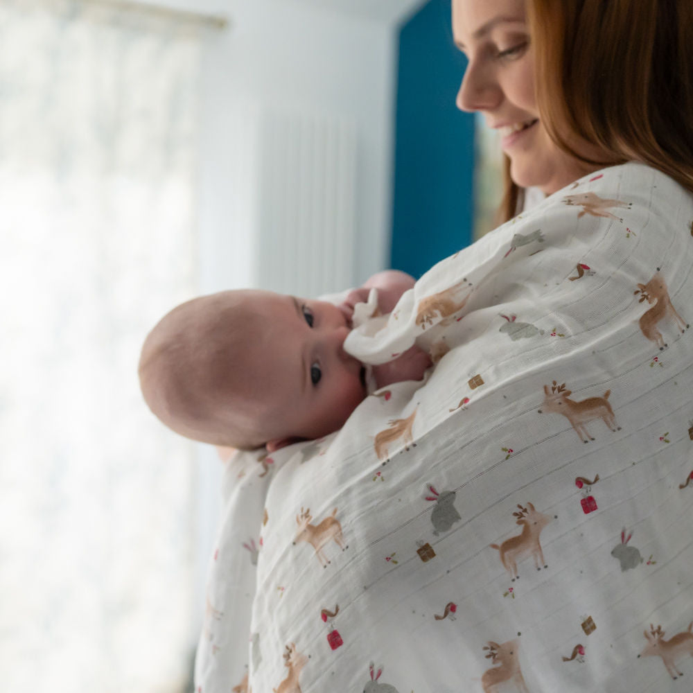 Reindeer and Rabbits Christmas Muslin