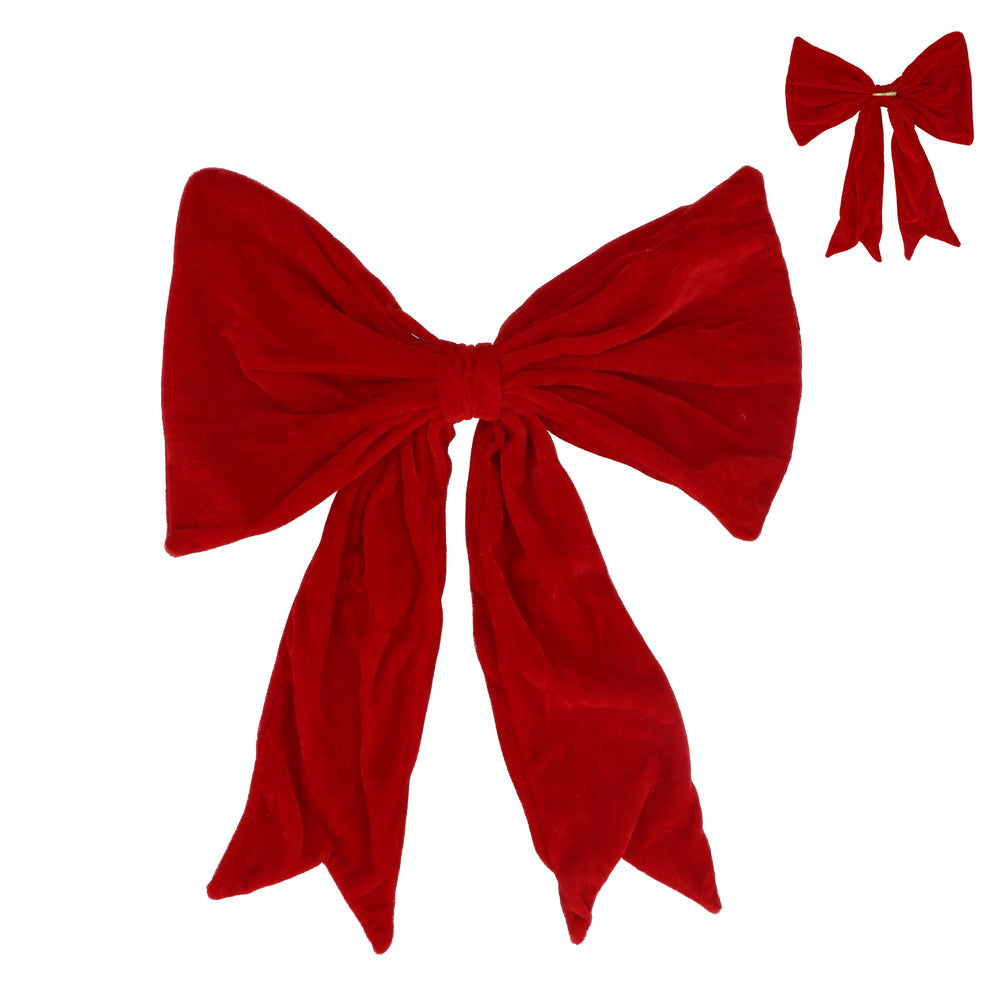 Red Velvet Clip on Bow Decoration - Large