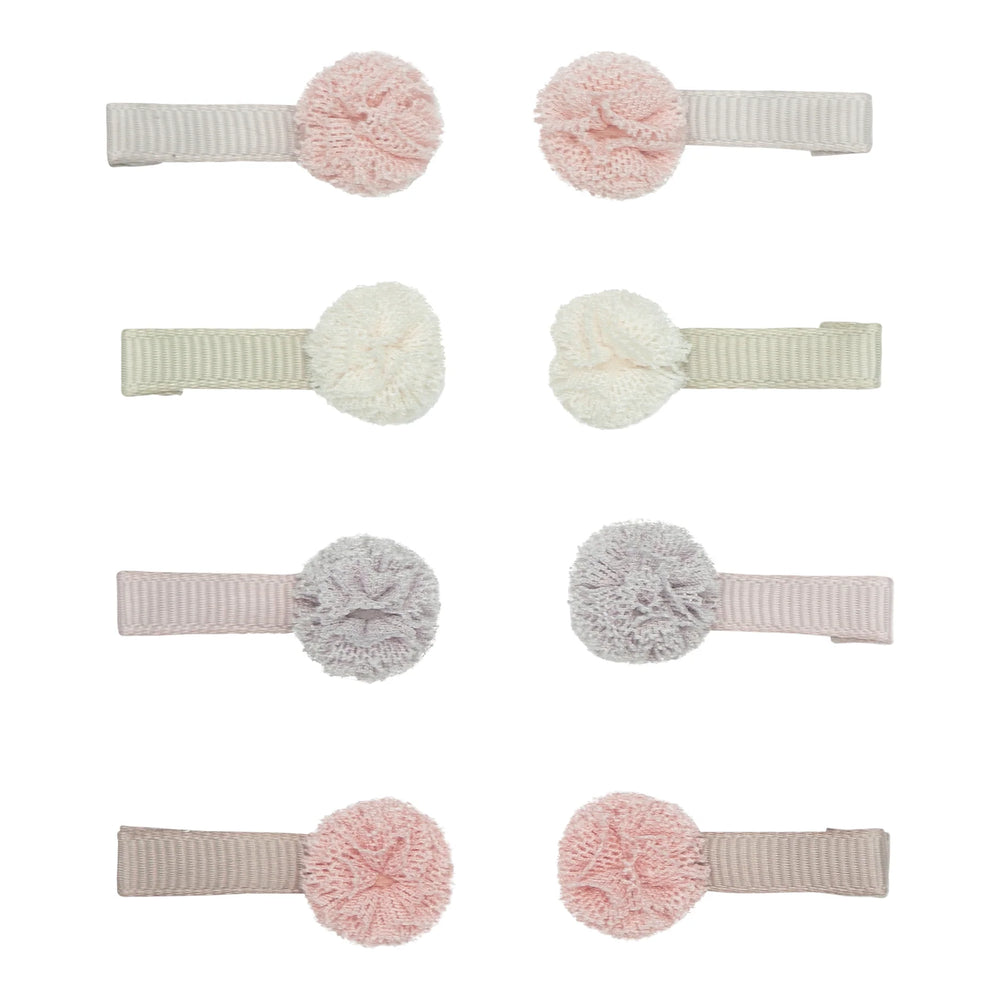 Mini Tulle Pom Pom Clips