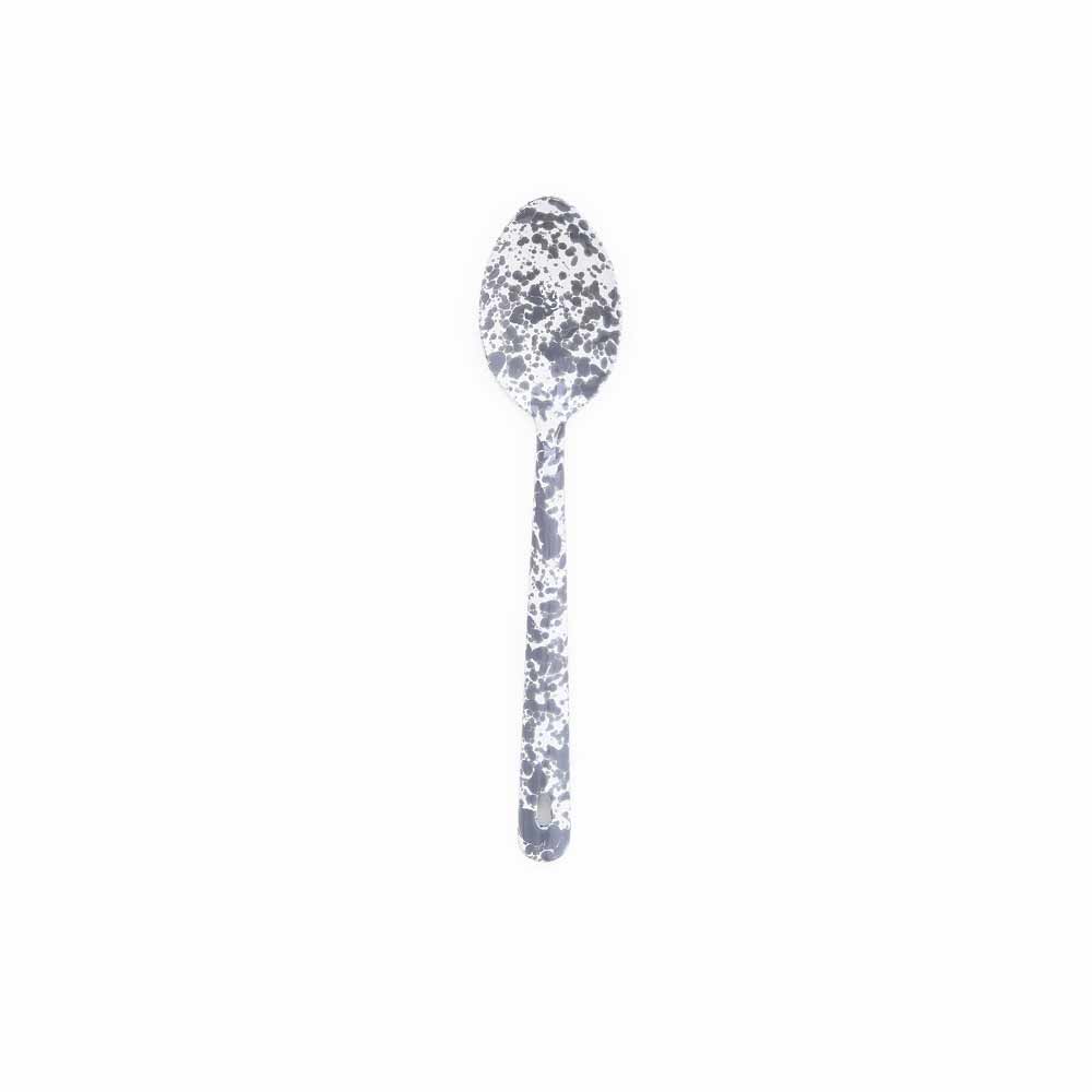 Enamel Splatter Serving Spoon - 12" Grey and White