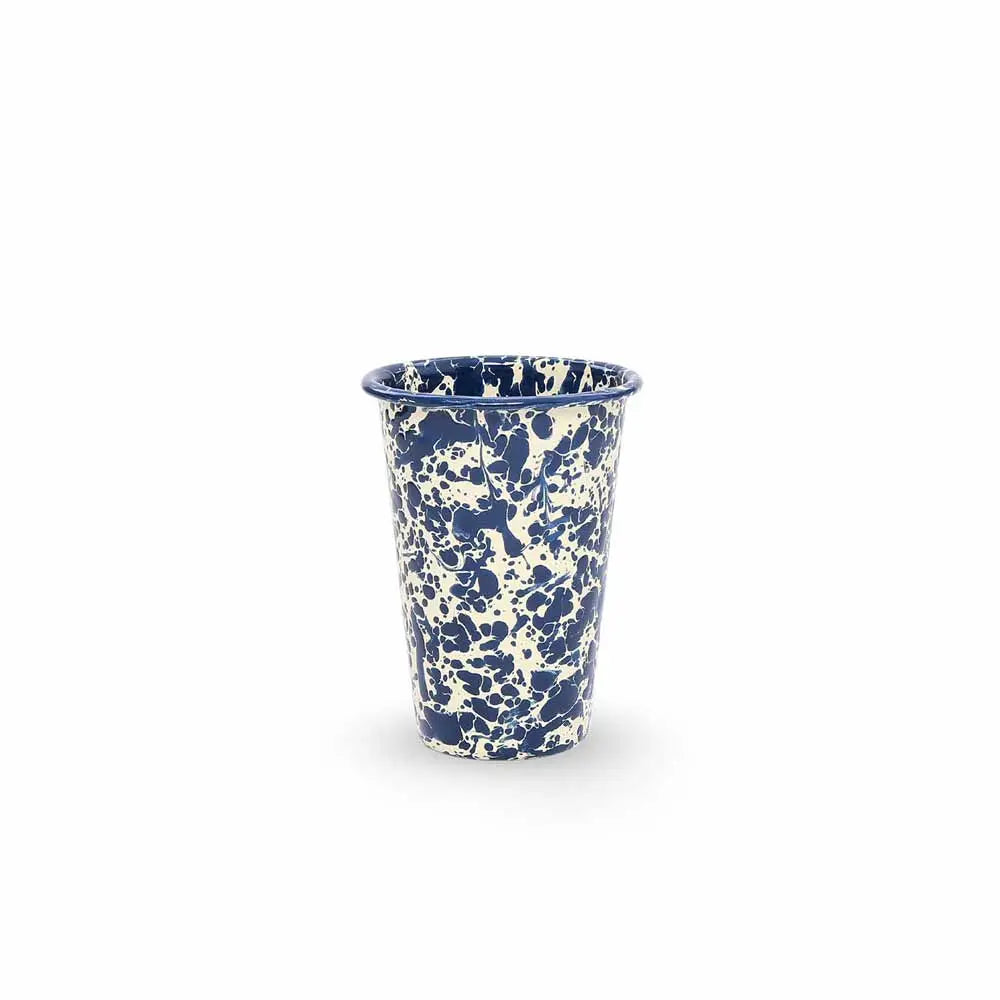 Enamel Splatter Tumbler - Navy and Cream 14oz