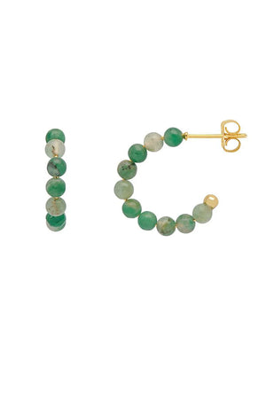 Green Agate Amelia Hoop Earrings