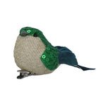 Green Feather/Gold Clip On Bird Decoration