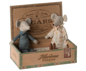 Grandma and Grandpa Mice in a Cigarbox