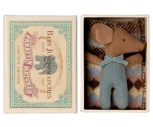 Sleepy Wakey Baby Mouse in a Matchbox - Blue