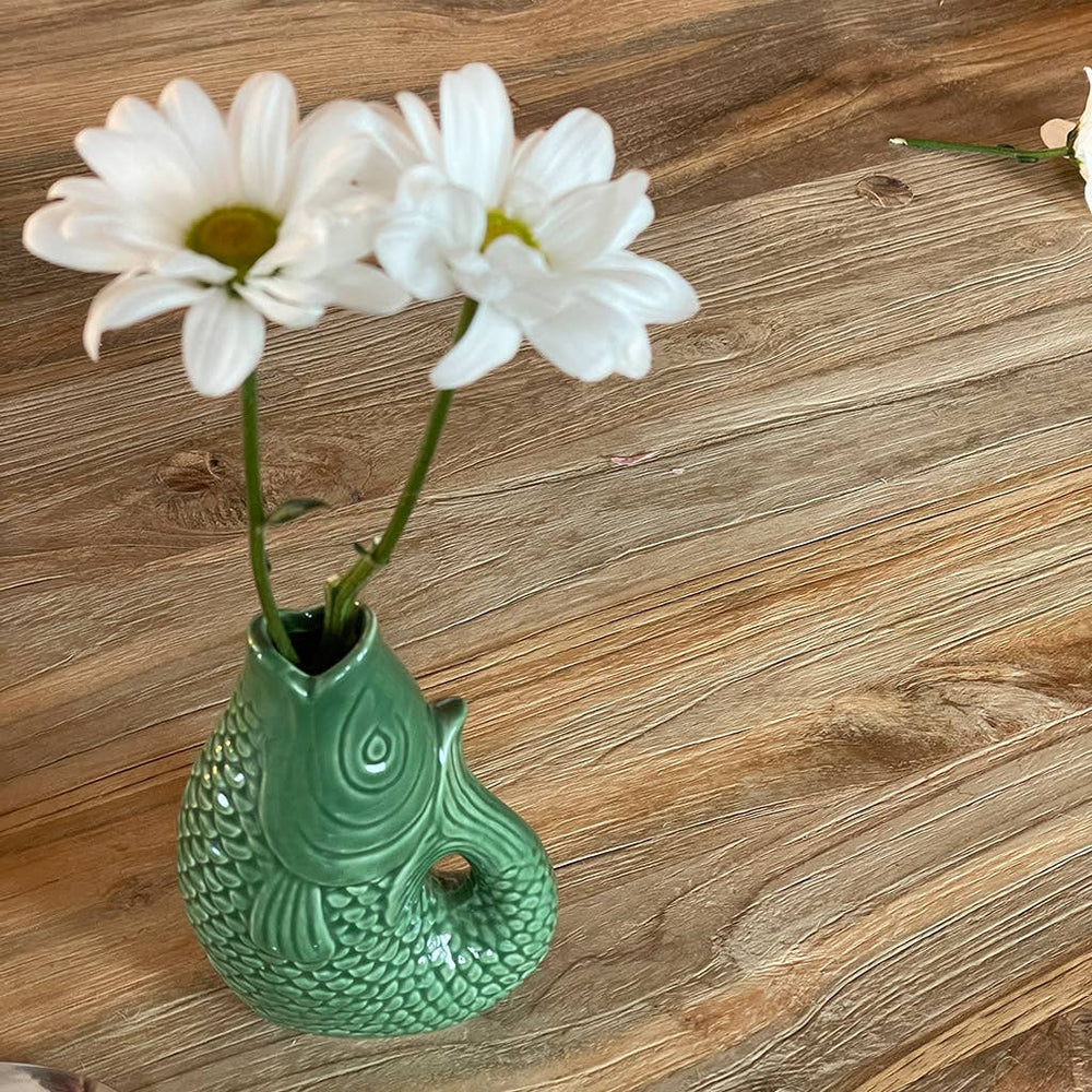 Ceramic Fish Vase - Green