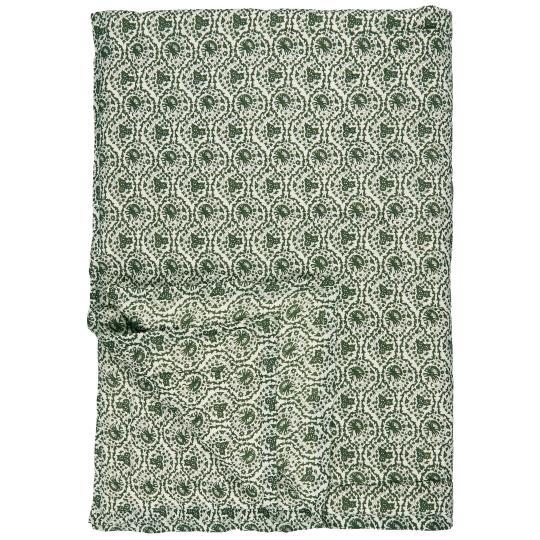 Quilt - White with Green Myrtle Flowers