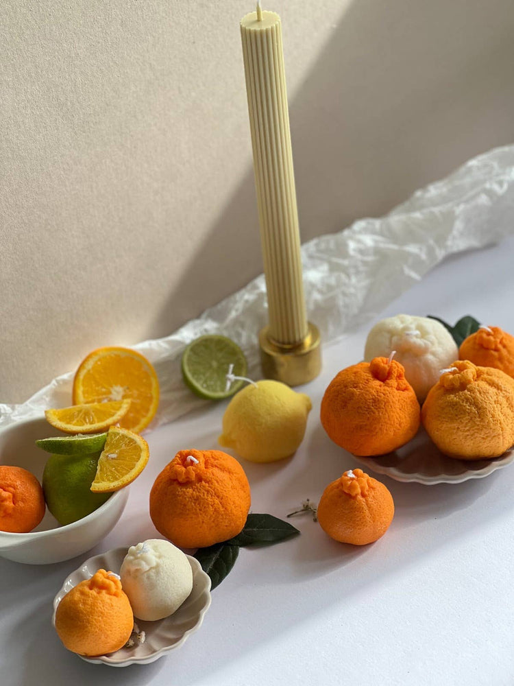 Tangerine Shaped Candle: Orange / Unscented / Small