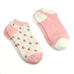Pastel Pink / Cream Strawberries Trainer Socks  - 2 Pack (Recycled Cotton/Poly)