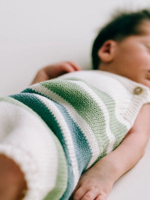 Green Stripes Romper - Organic Cotton