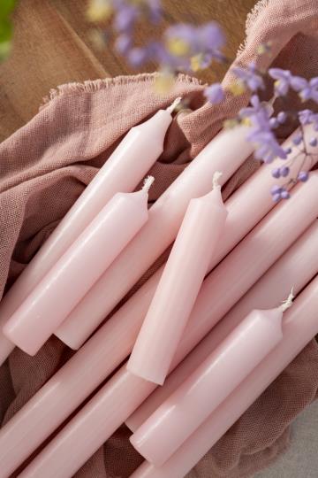 Short Dinner Candle - Light Pink, Pack of 7