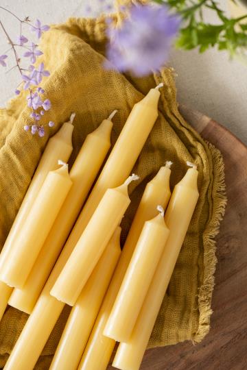 Short Dinner Candle - Yellow Rustic, Pack of 7