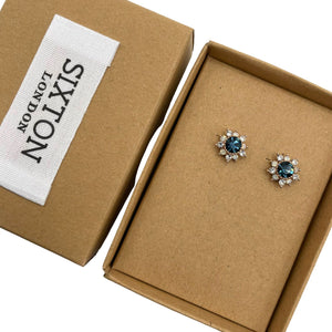 Sapphire Flower Sparkle Earrings.
