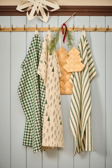 Tea Towel - Dark Green/ Natural Check