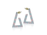 Fausta Triangle Resin Hoop Earrings - Grey, Pink