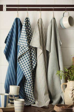 Tea Towel - Dark Blue/ Natural Check