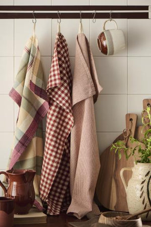 Tea Towel - Rust/ Natural Check