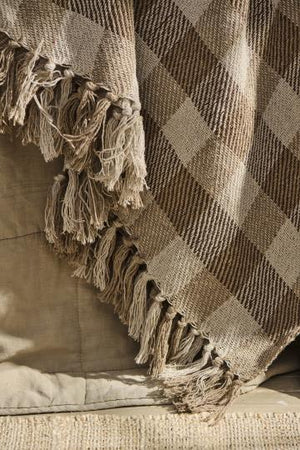 Throw - Natural/ Beige/ Brown Checks