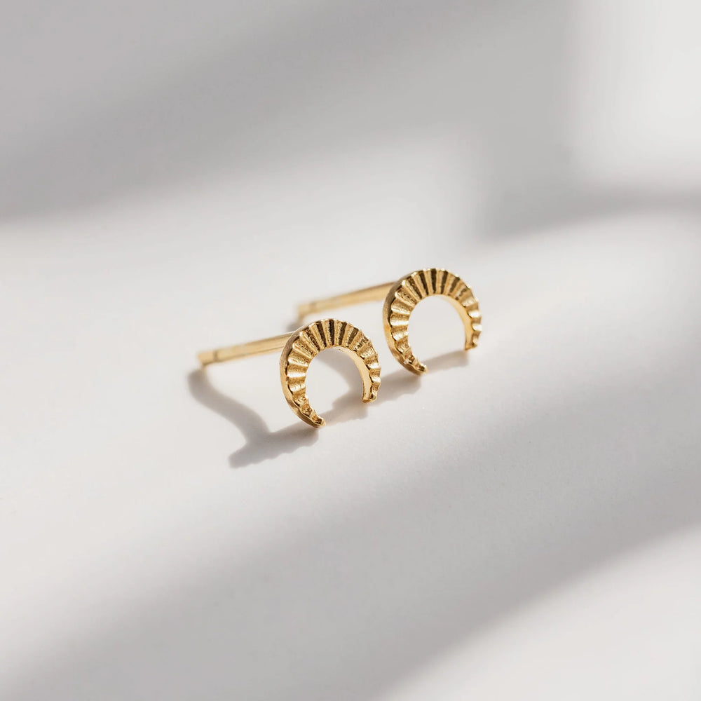 Gold Tiny Crescent Studs - Good Luck