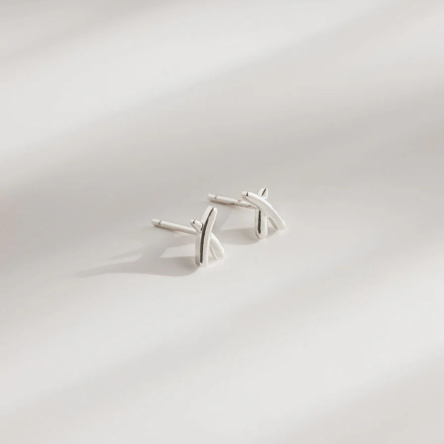 Silver Tiny Kiss Studs - Well Done