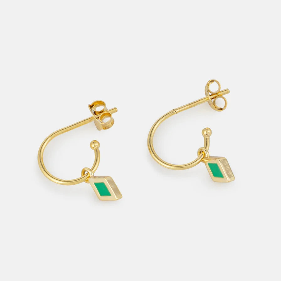Pea Kite Enamel Gold Earrings